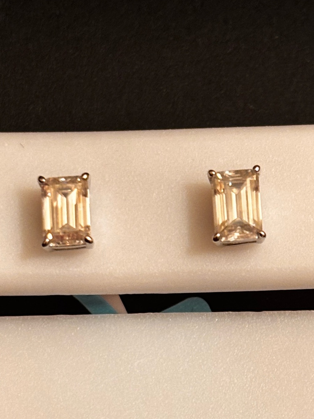 Classic Emerald-Cut Moissonite Stone Stud Earrings
